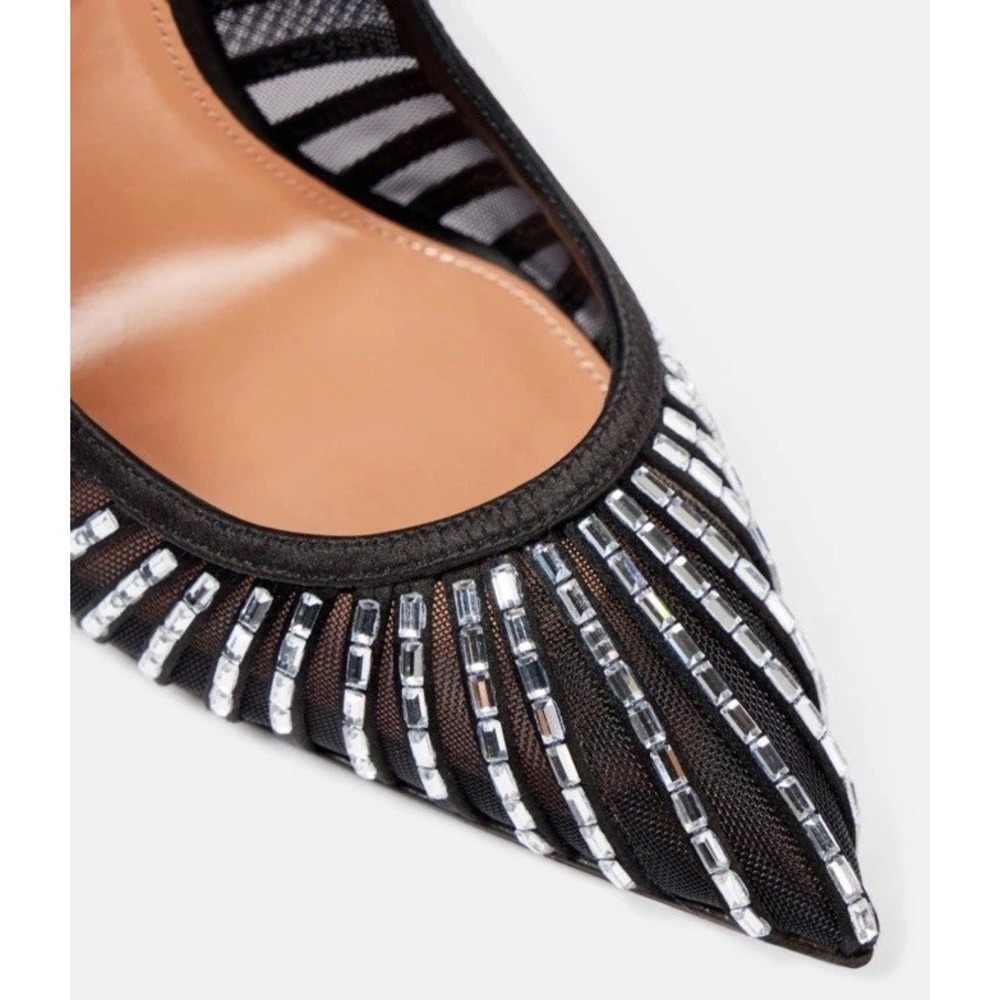 Aquazzura Passions Crystal‎ Pump 105 Black Womens Size 39 NEW - Picture 5 of 14
